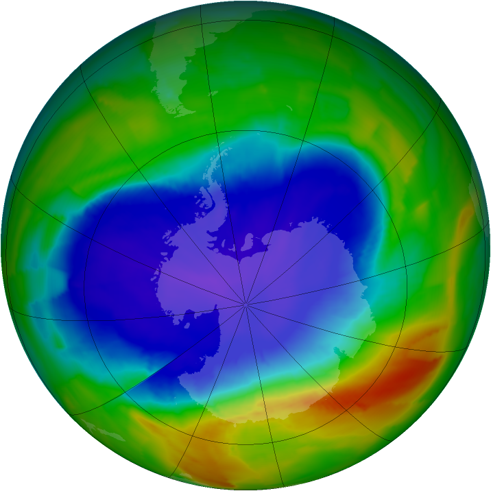 Antarctic ozone map for 28 September 2012